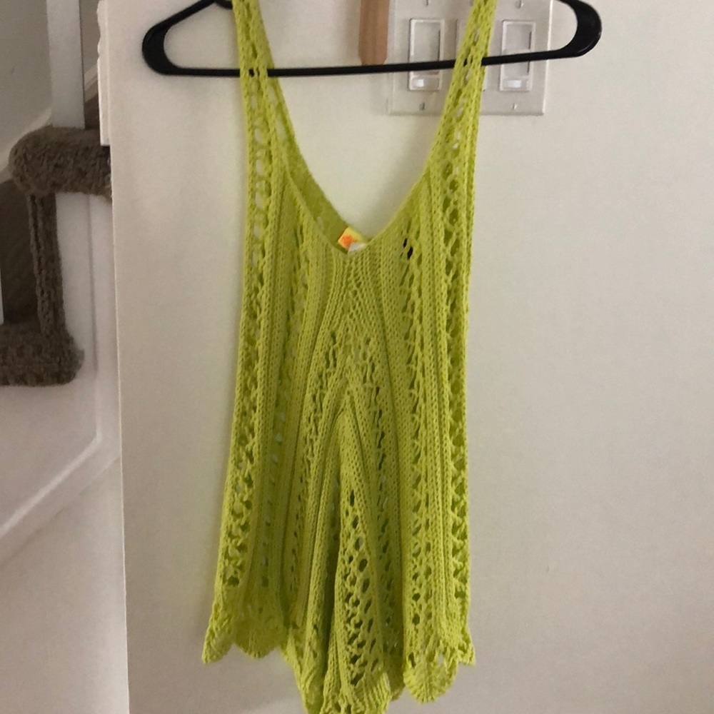 Lime knitted loose tank top